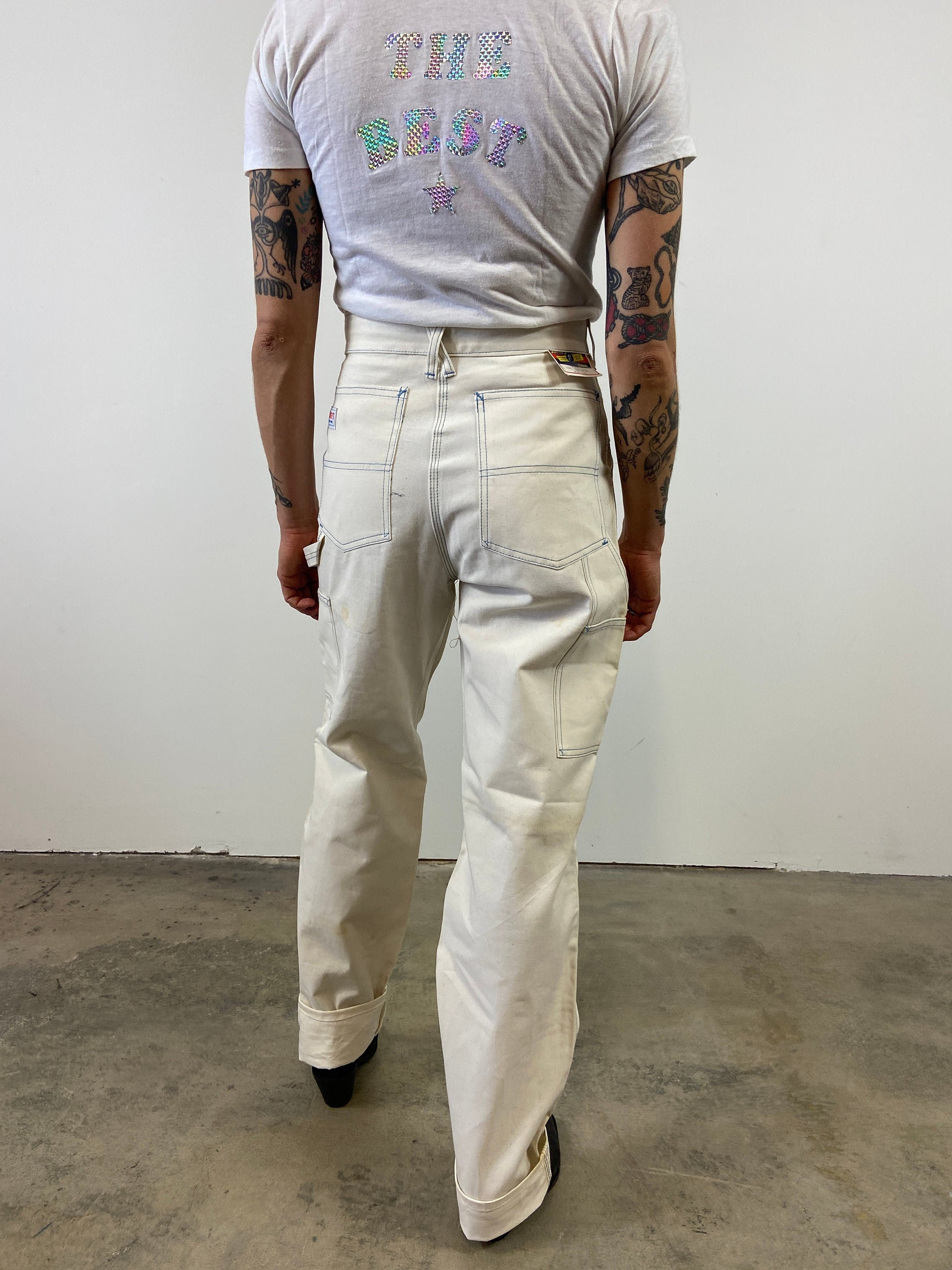 Deadstock Vintage 1970s Smith's Cotton Work Painter Pants White