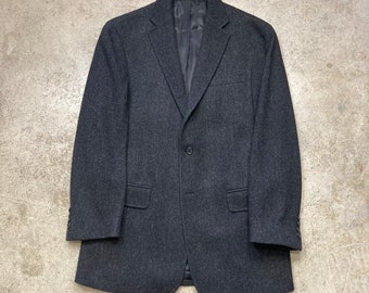 Giacca vintage Polo Ralph Lauren grigio nero a spina di pesce in tweed sportivo giacca blazer da uomo media Made in Italy
