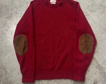 Vintage Alan Paine Cranberry Red Shetland Wool Crewneck Sweater Made In England Sz 40