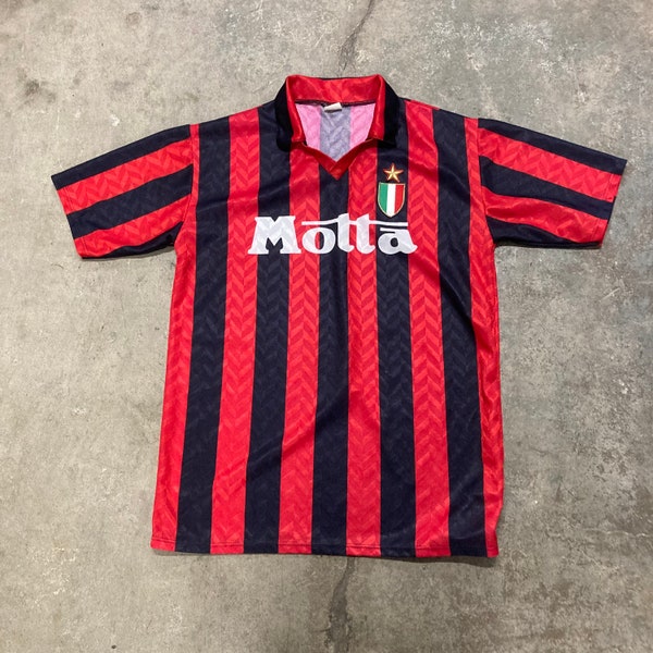 Vintage 1990s Made in Italy Polyester AC Milan Motta Jersey Sz 7