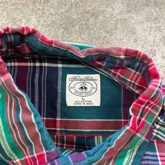 Brooks Brothers Cotton Plaid Short Sleeve Button … - image 4