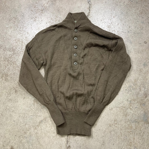 Deadstock Vintage 1990s US Army OD 100% Wool Knit… - image 1