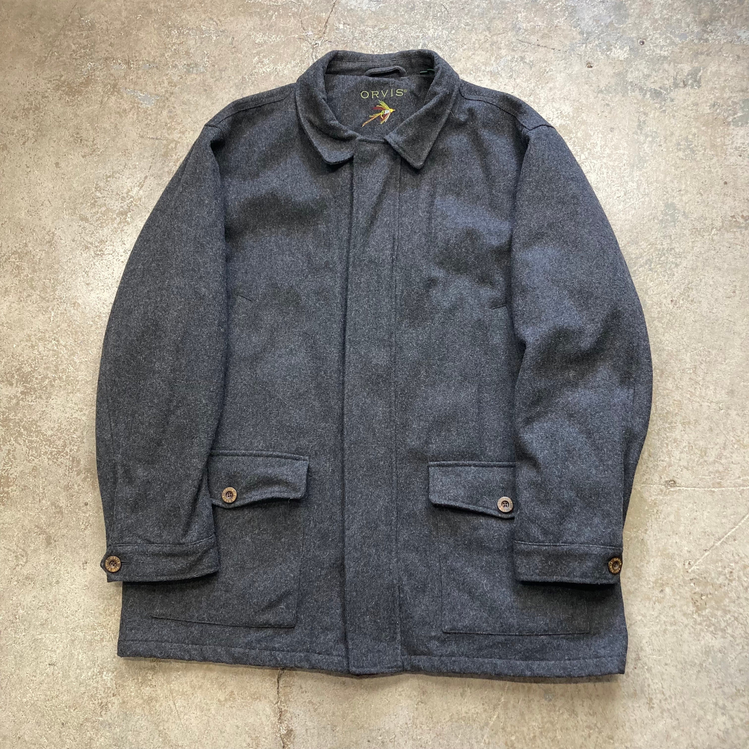 Orvis Charcoal Gray Wool Blend Leather Trim Car Coat Mens XXL Etsy