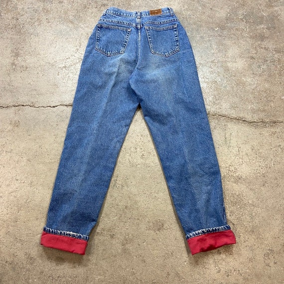 Red Flannel Lined Denim Jeans Womens 