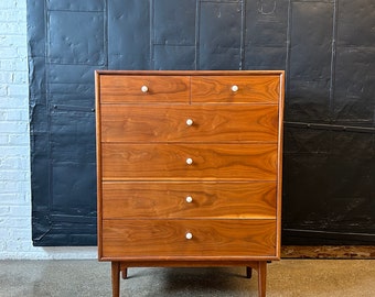 Vintage 1960s MCM Kipp Stewart for Drexel ‘Declaration’ Walnut High Chest Dresser