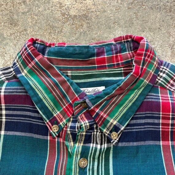 Brooks Brothers Cotton Plaid Short Sleeve Button … - image 3