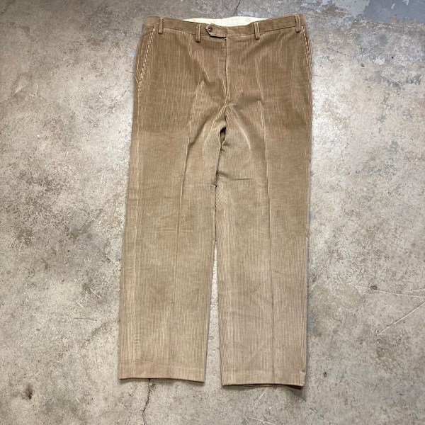 Vintage 90s Paul Stuart Beige Wide Wale  Corduroy Pants 39”x29.5”