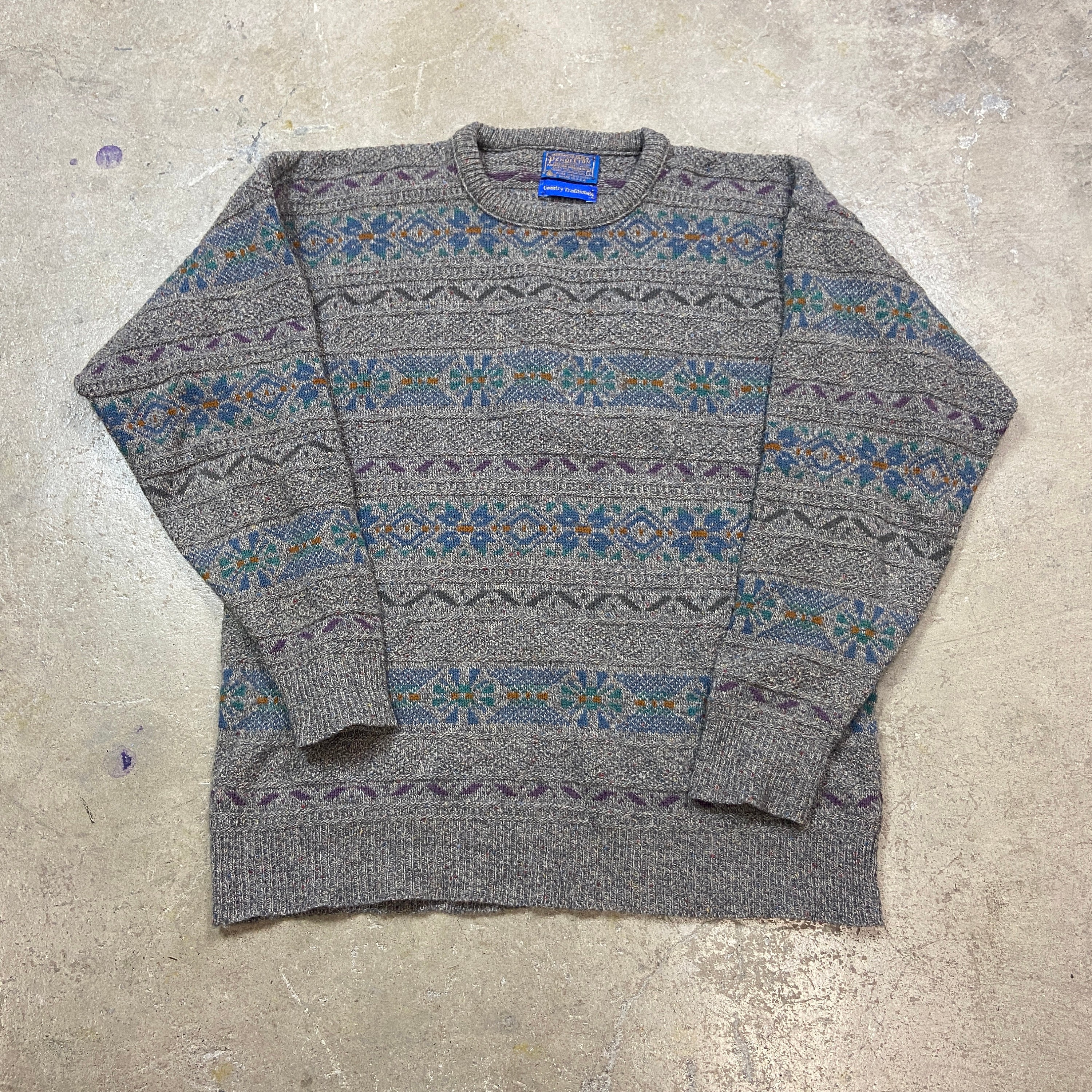 Vintage 1980s Pendleton Made in USA Wool Crewneck Sweater Large