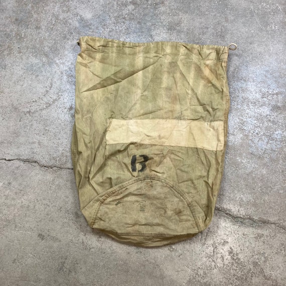 Vintage 1940s US Army Khaki Green Cotton Barrack Bag … - Gem