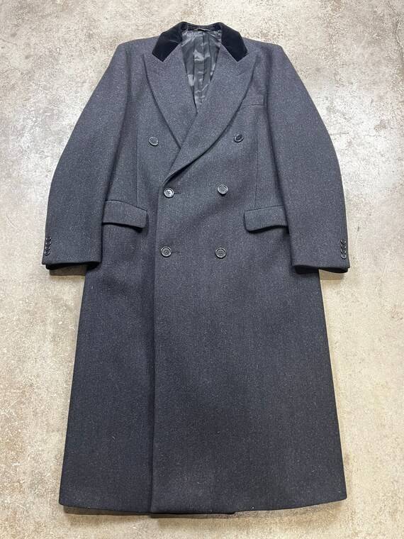 Vintage Paul Stuart Double Breasted Charcoal Heavy Wool Overcoat
