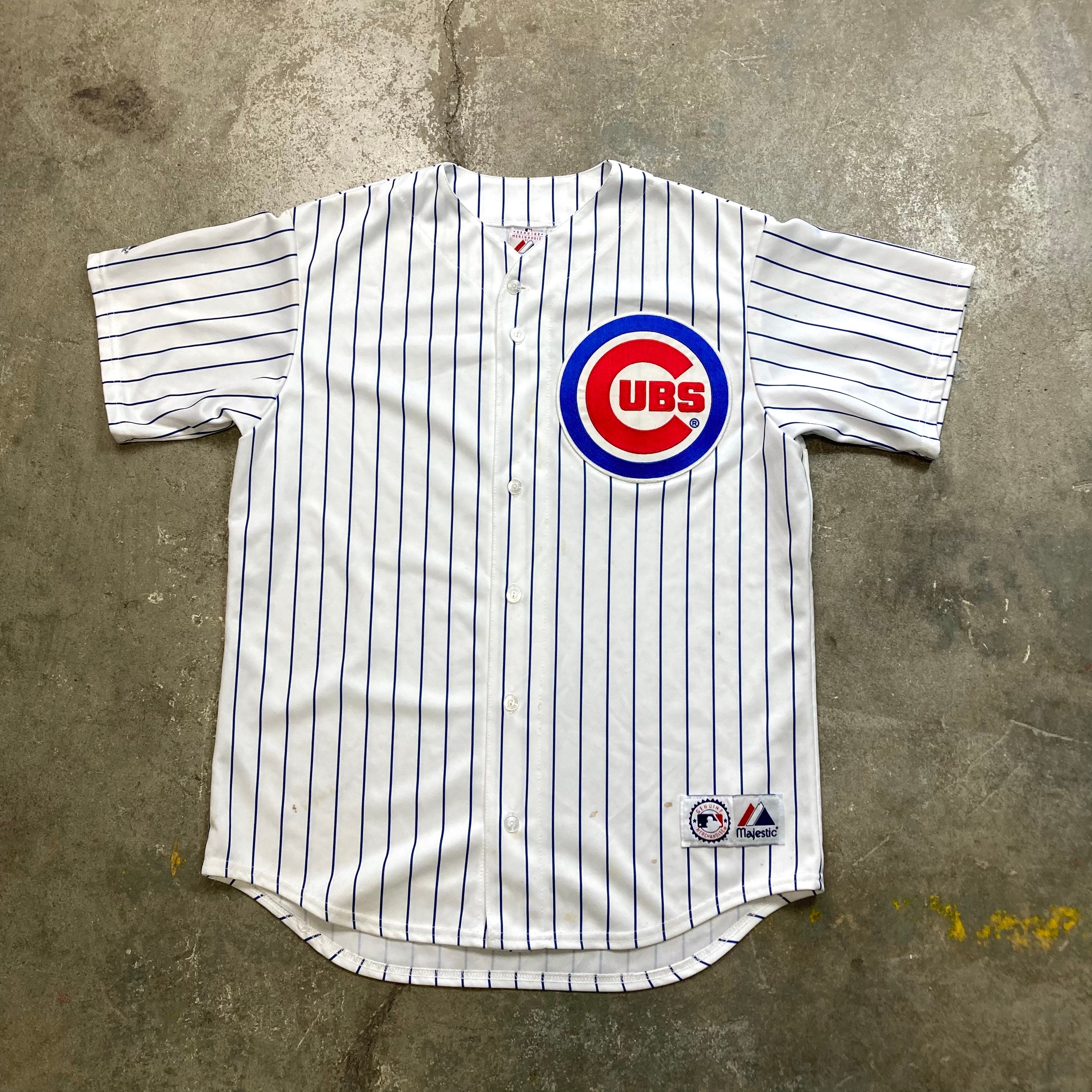 Custom Chicago Cubs Majestic Home Pinstripe Men's Replica Jersey