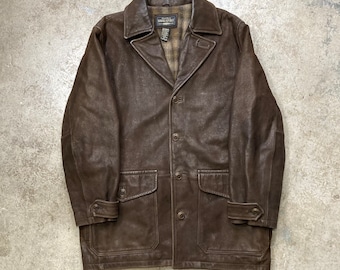 Vintage Banana Republic Brown Leather Car Coat Men’s Medium