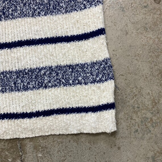 Vintage 1960s Sears Blue White Cotton Blend Knit … - image 6