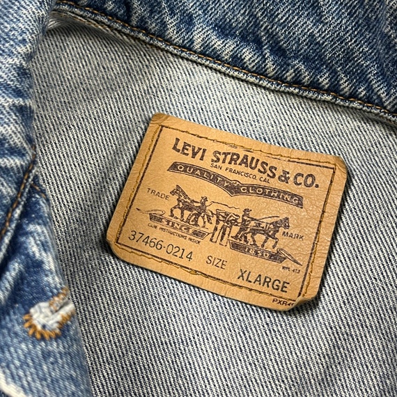 Vintage 1990s Levi's Denim Trucker Jacket Kids XL… - image 4