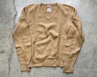 Vintage Alan Paine Brown Beige 100% Camelhair Made in England Sweater Sz 42