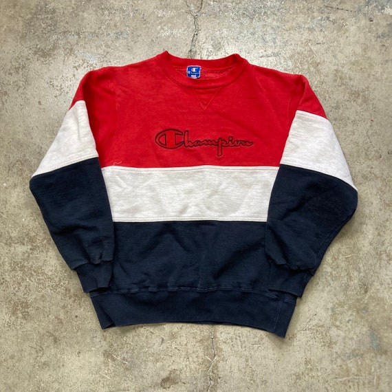 Champion sweatshirt red white blue hotsell