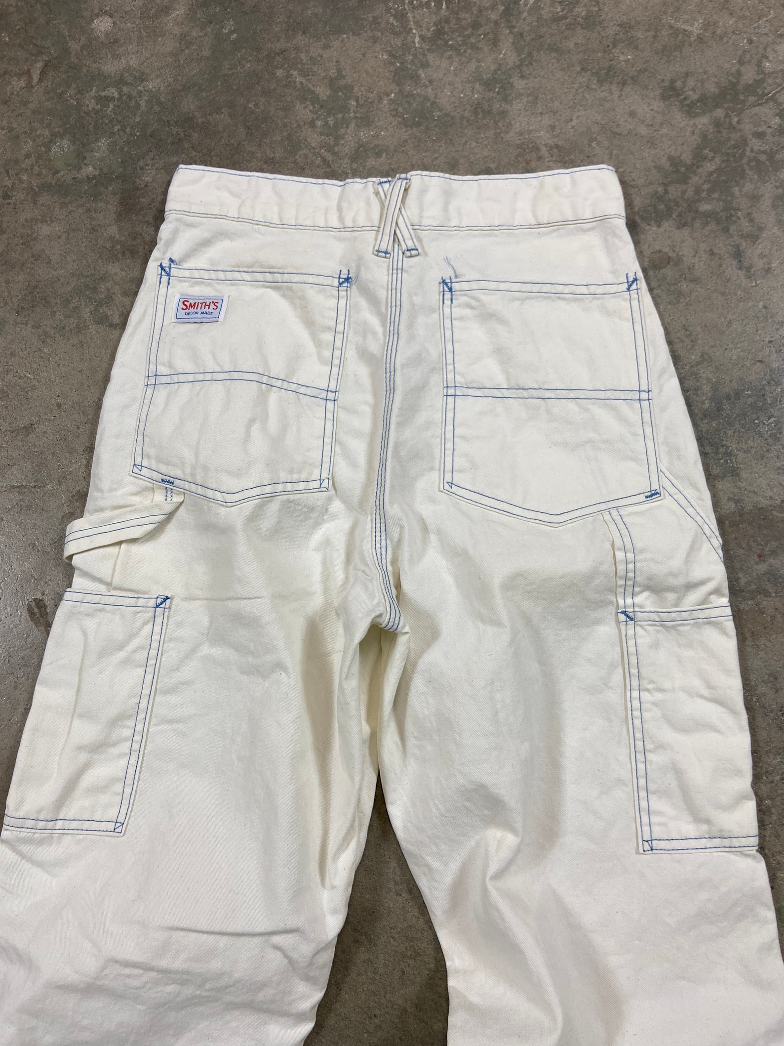 black carpenter pants white stitching