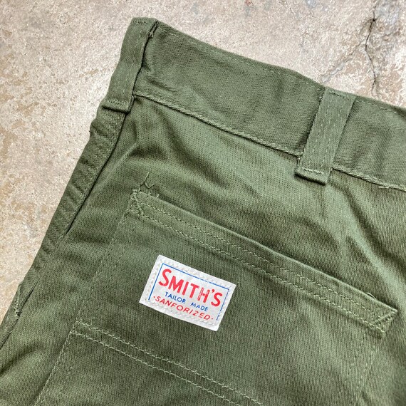 Vintage 1970s 80s Smith's Olive Green Cotton Poly… - image 3