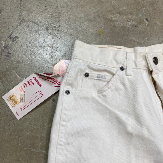 Deadstock Vintage 1980s Lee White Denim Capris  M… - image 4