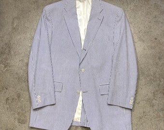 Vintage J Press Blau Weiß Seersucker Sportmantel Blazer 44L