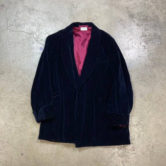 Vintage 1960s Saks Fifth Avenue Navy Blue Velvet Smoking Jacket Sz Medium Etsy