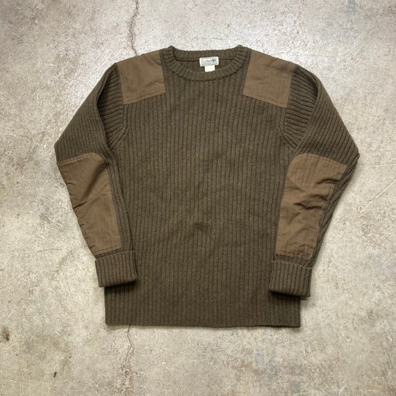 LL Bean Brown Commando Sweater 100% Merino Lambswo