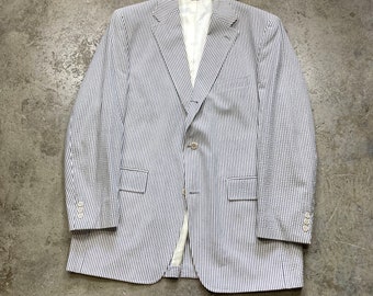 Vintage J Press Grey White Seersucker 2-Piece Suit 44L