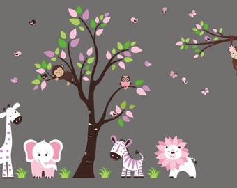 nursery wall decals pink animal decals baby girls nursery etsy
