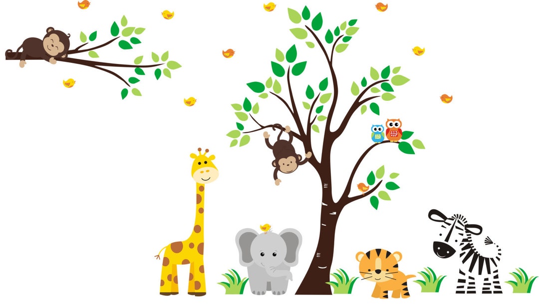 Nursery Wall Art Wall Decal Nursery Nursery Wall Mural Safari Animal Decals Nursery Wall Decor