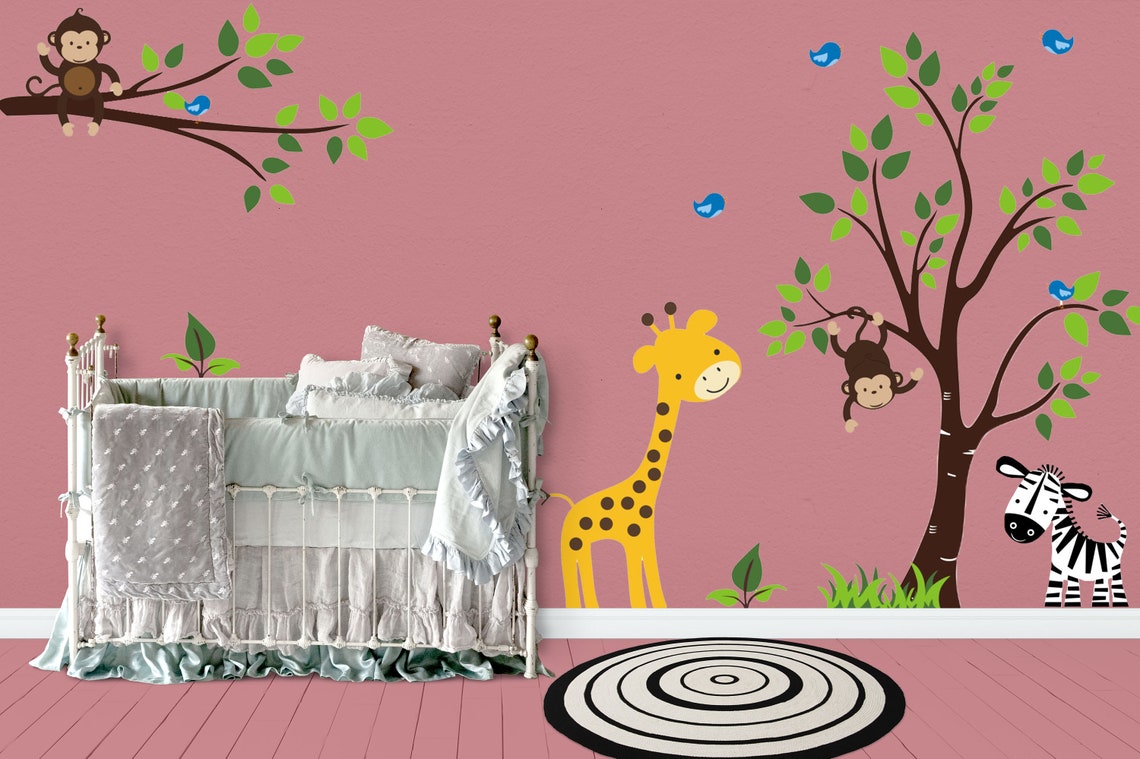 Jungle Wall Decals Safari Wall Decals Nursery Room Stickers Etsy