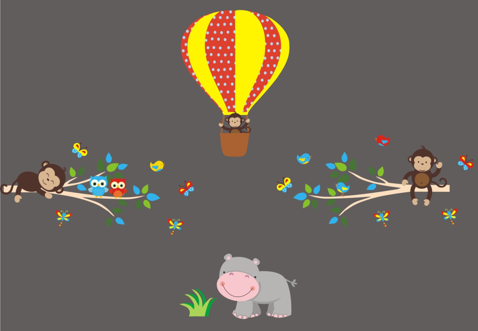 Hot Air Balloon Wall Decal for Baby Nursery Animal Wall Etsy