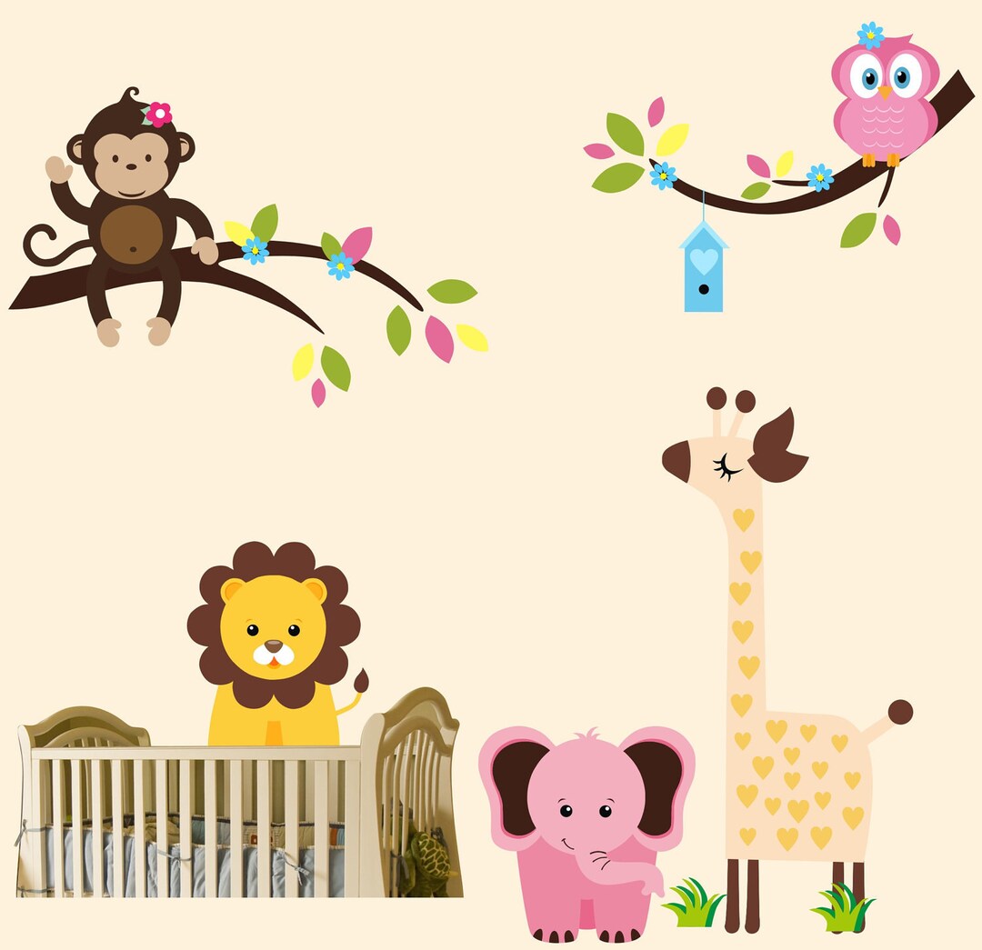 Jungle Wall Decals Safari Wall Decals Jungle Animal Etsy