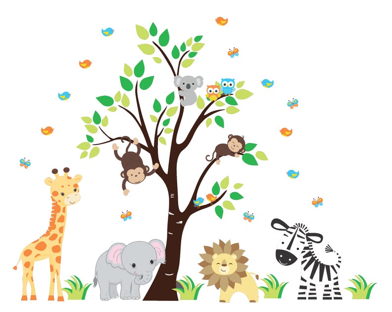 Nursery Wall Decals Safari Nursery Stickers Baby Room Etsy
