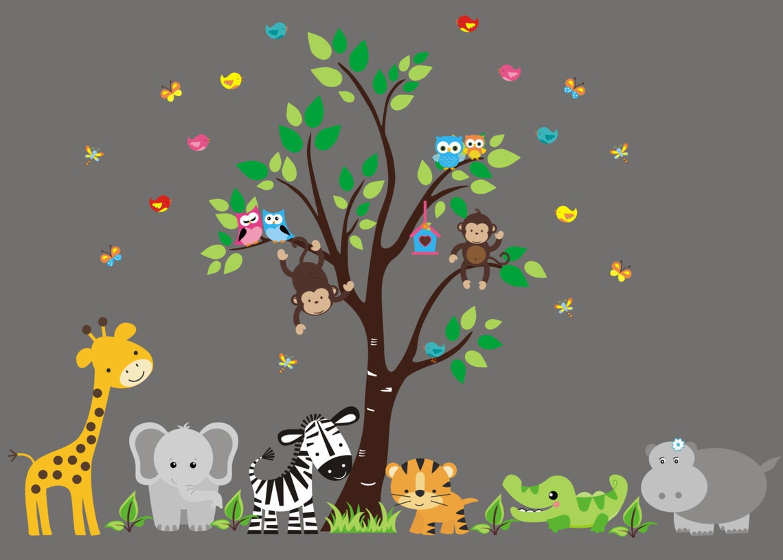 Nursery Wall Decals Safari Nursery Decals Jungle Nursery Etsy