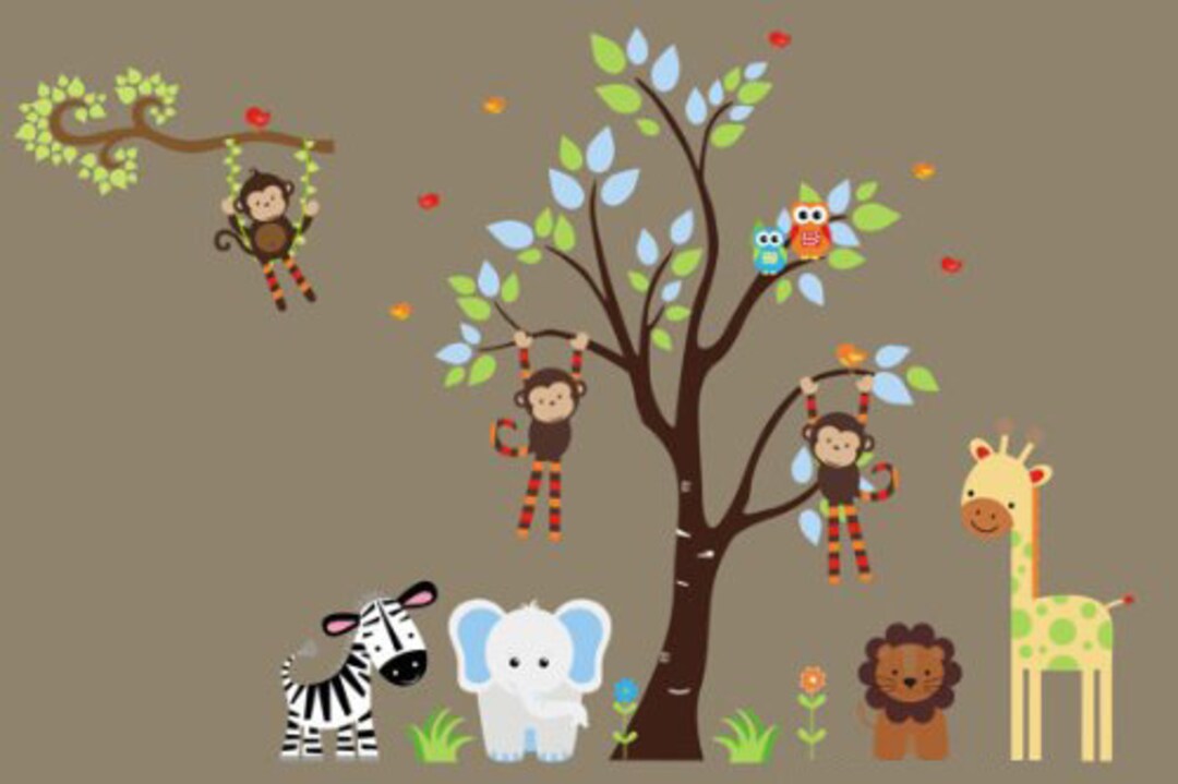 Nursery Wall Decals Nursery Wall Stickers Jungle Wall Decals Safari ...