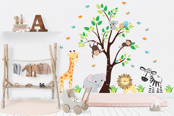 Better than Vinyl Decals 84 x 109 Nursery Wall Decals Safari Themed Stickers Reusable and Removable Decals Kids Room Deocrations