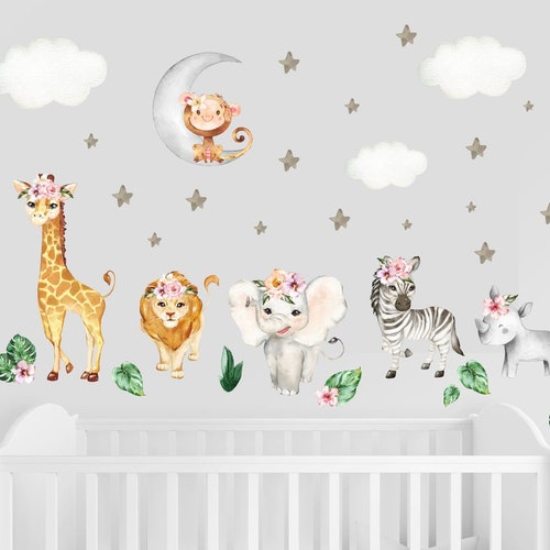 Baby Girl's Wall Decals Animal Wall Stickers Cute Etsy