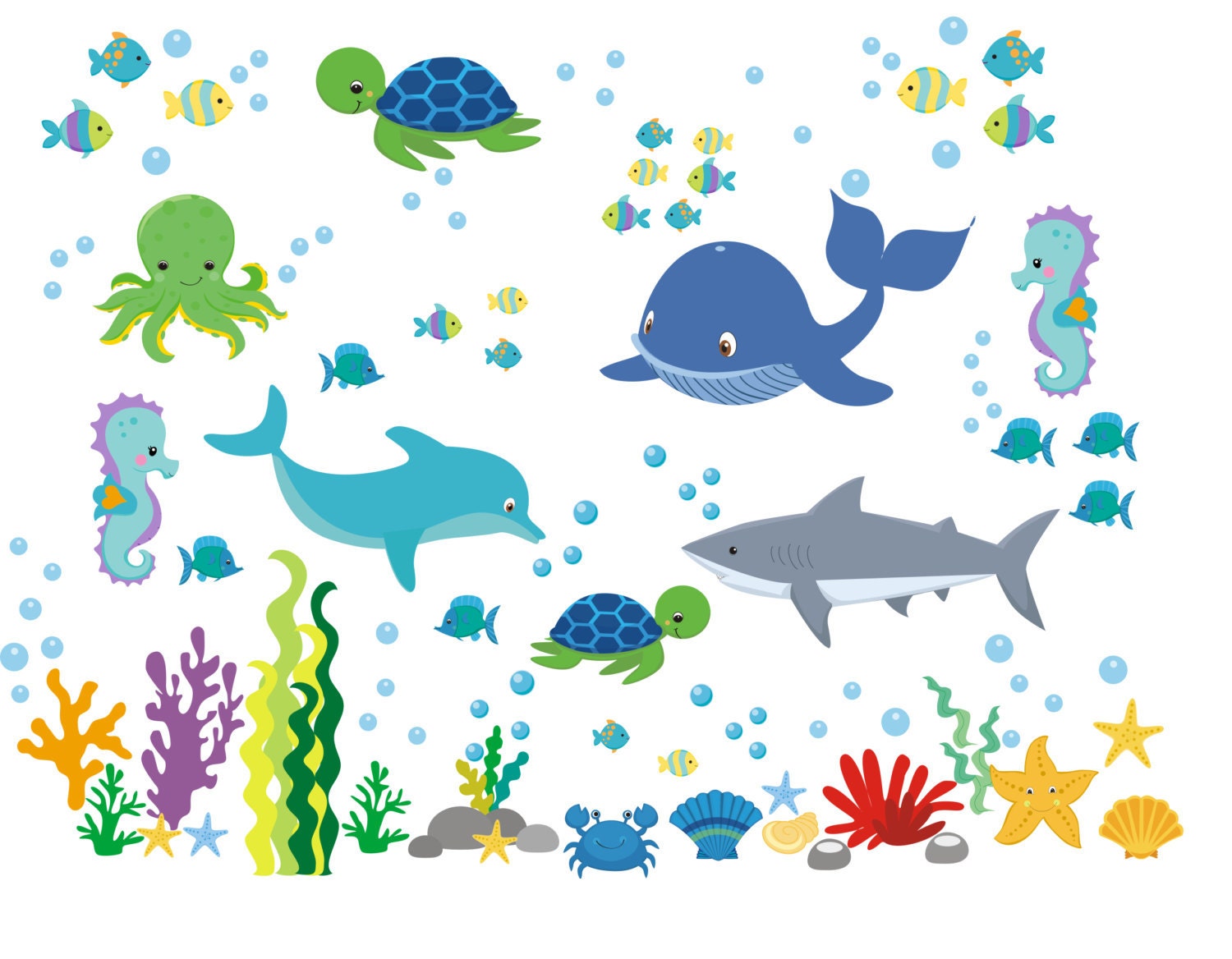 Sea Ocean Wall Decals Boys Room Ocean Decals Nursery Wall Etsy