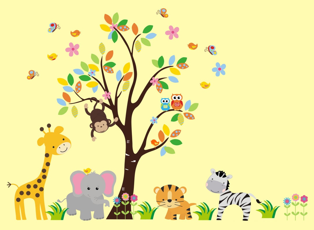Zoo Animal Decals Zoo Animal Mural Zoo Themed Nursery Etsy