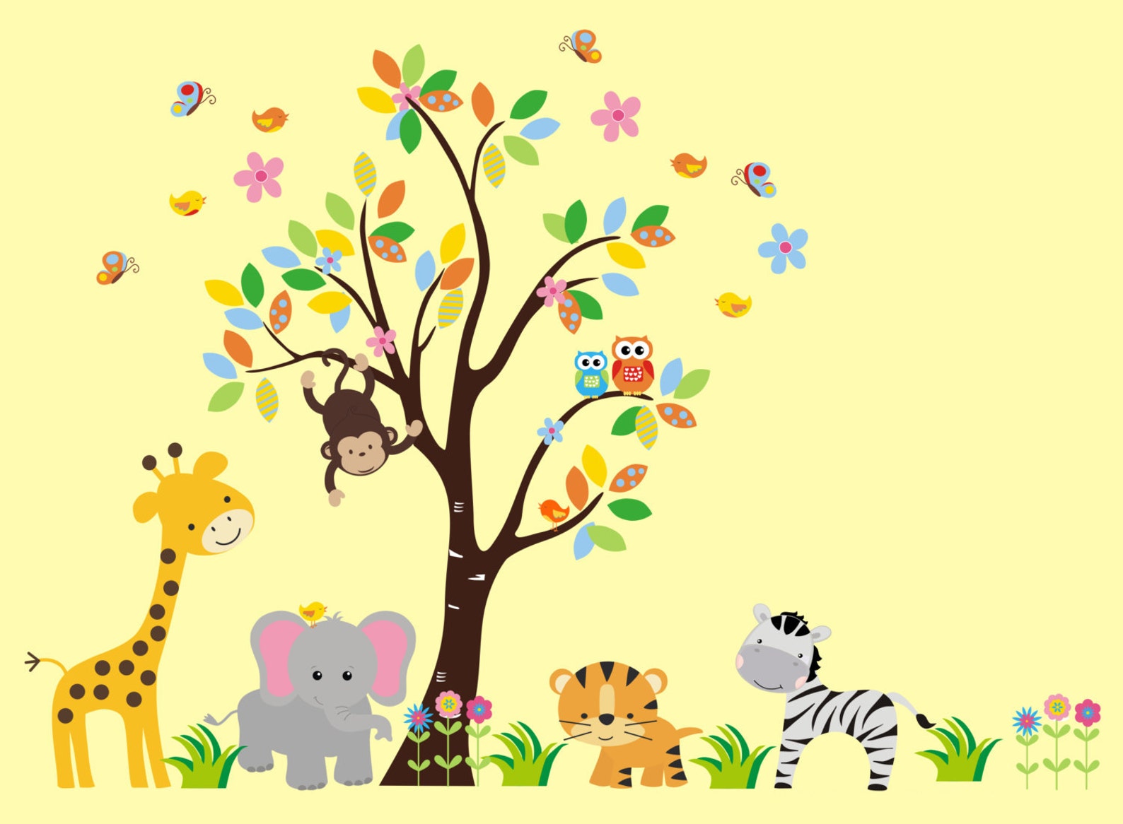 Zoo Animal Decals Zoo Animal Mural Zoo Themed Nursery Etsy