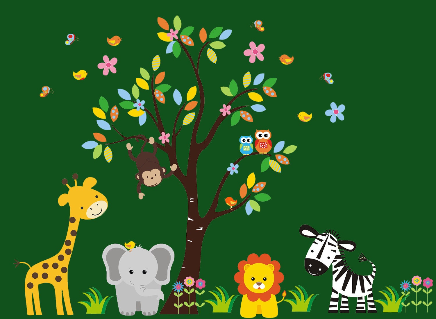 Safari Wall Decals Jungle Wall Decals Animal Wall Decals Etsy