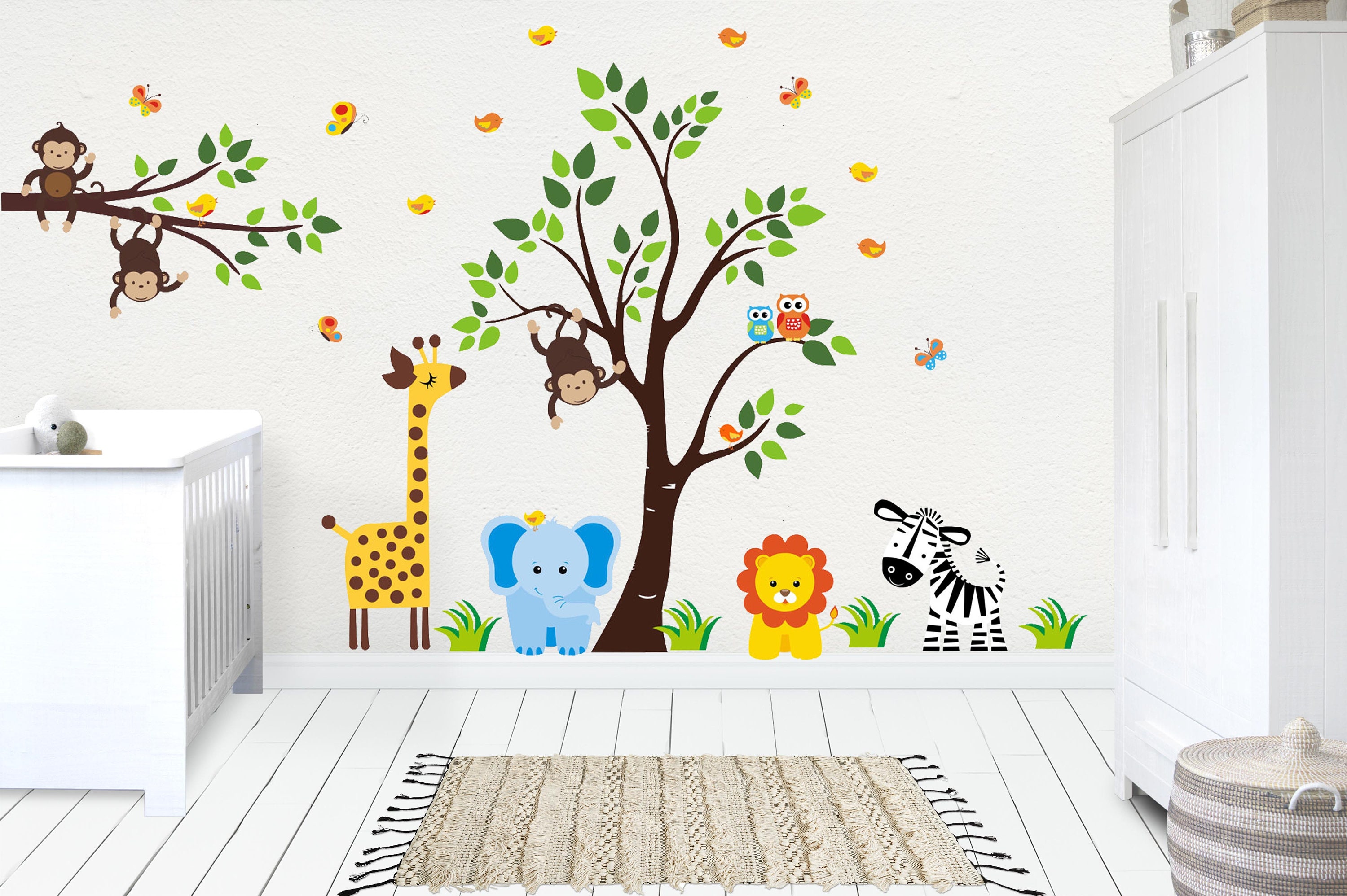 Baby Room Jungle Wall Stickers Safari Animal Wall Stickers Etsy