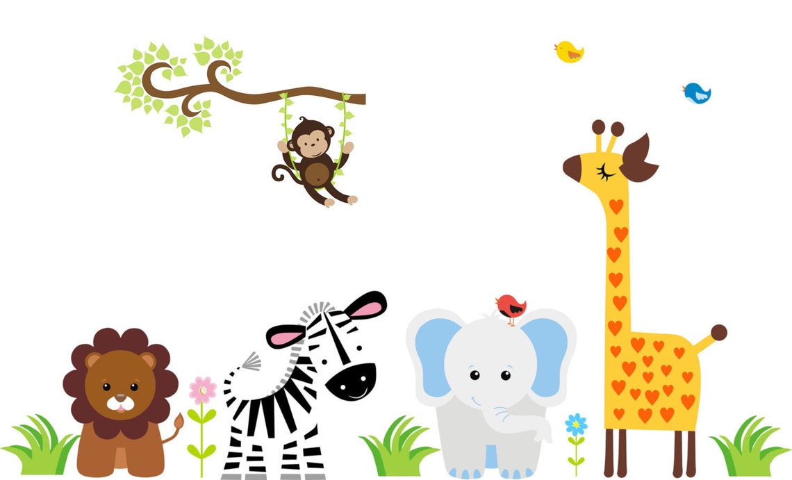 Wall Decals Nursery Large Animal Decals Safari Wall Decals Etsy