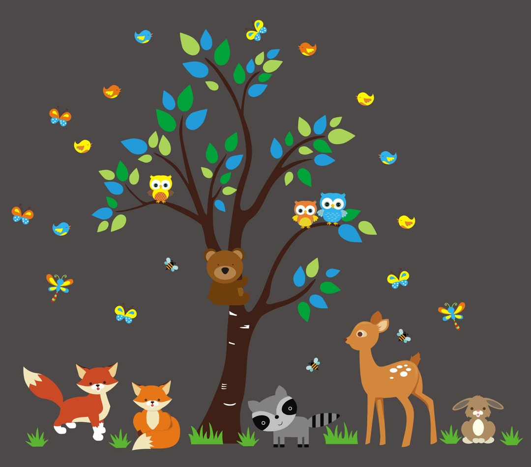 Forest Baby Wall Decals Woodland Wall Decals Forest Animal Etsy