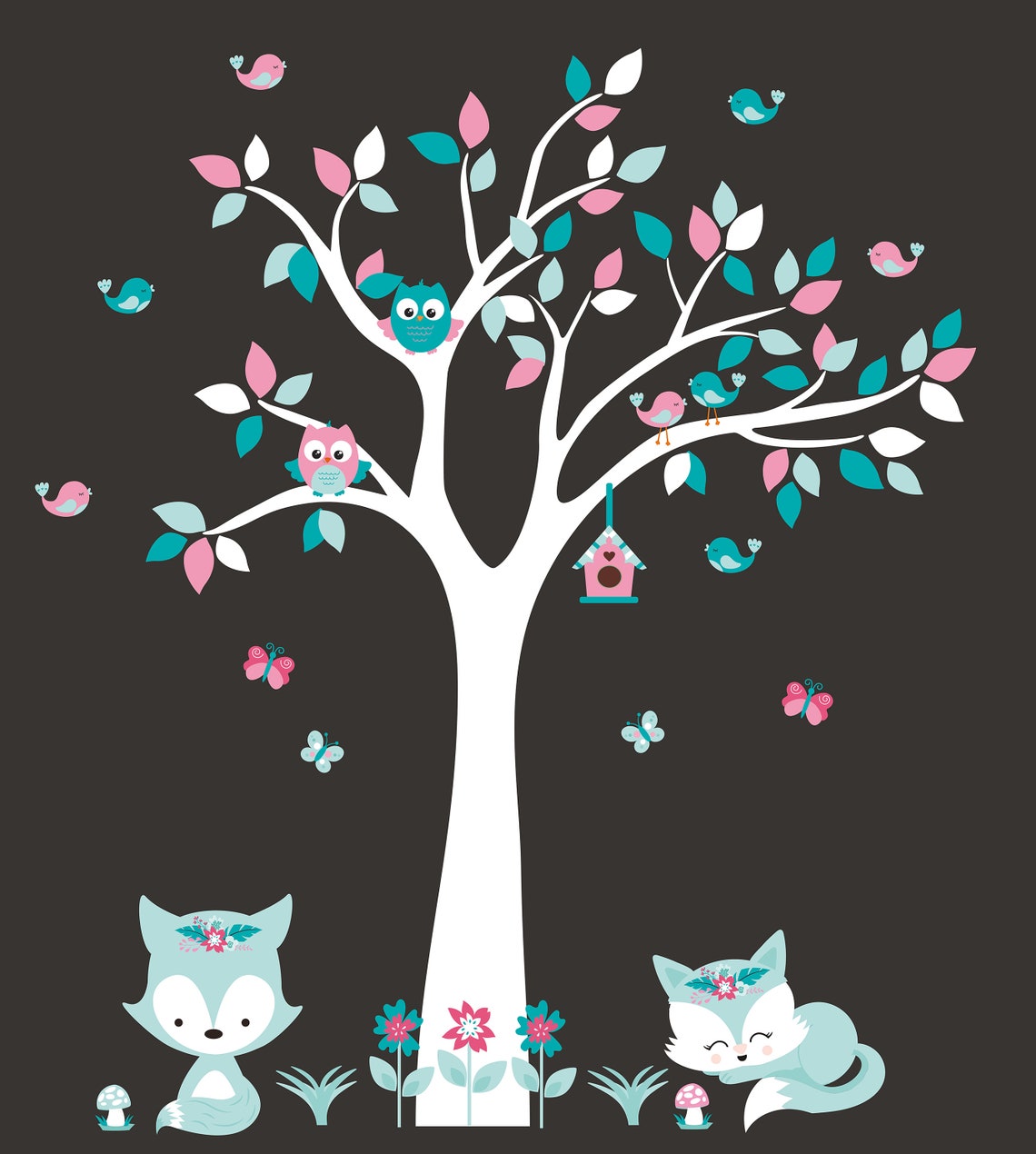 Forest Wall Decals Nursery Wall Decals White Tree Decal Etsy