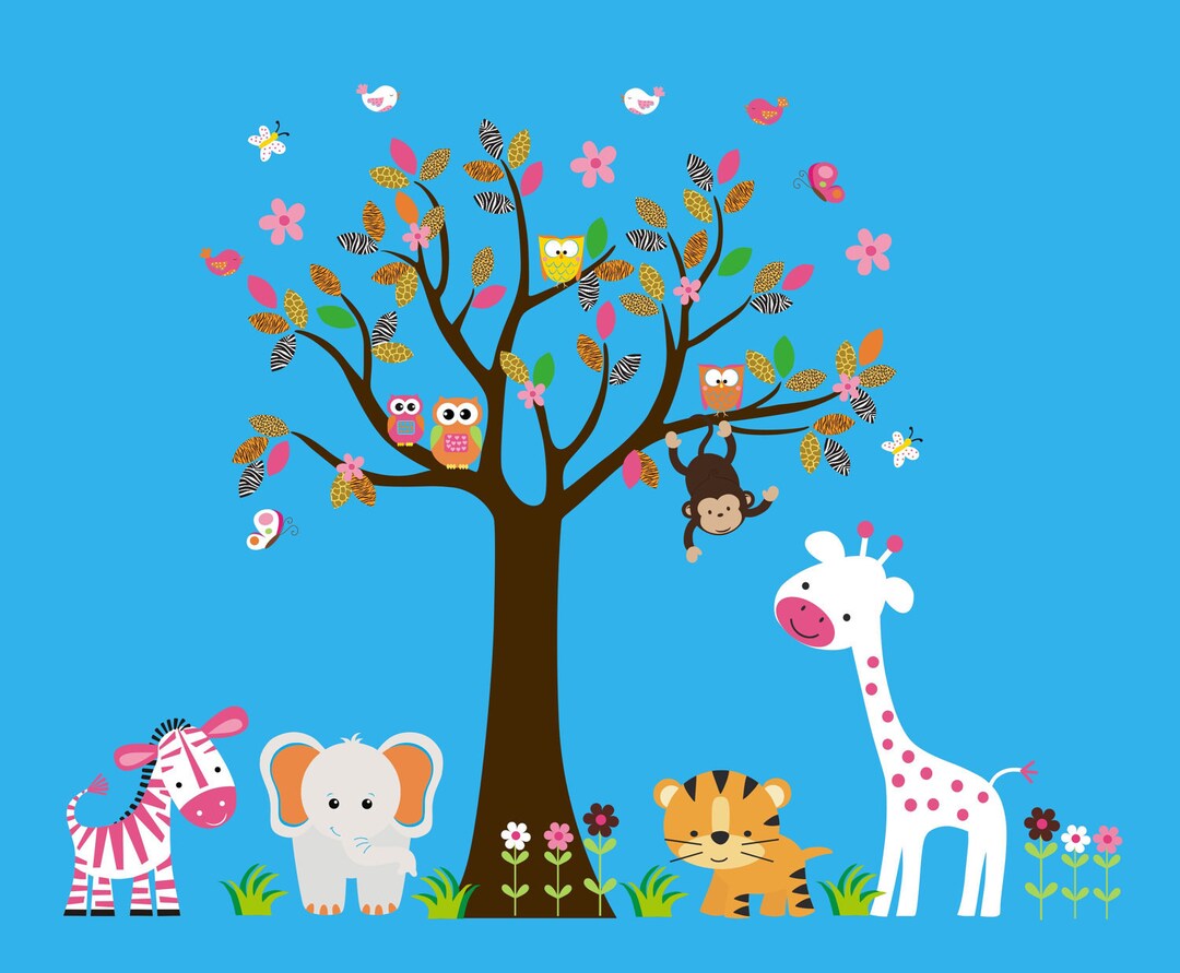 Girls Safari Wall Decals Girls Jungle Wall Stickers Etsy