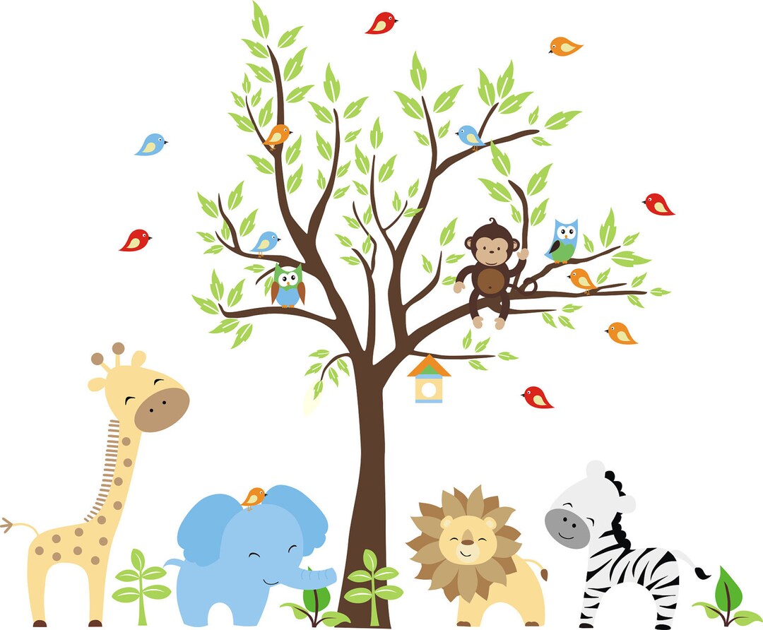 Large Animal Decals Nursery Wall Prints Wall Art Decor Etsy