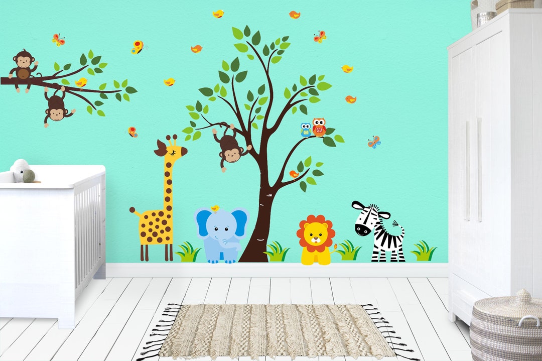 Baby Room Jungle Wall Stickers Safari Animal Wall Stickers Etsy