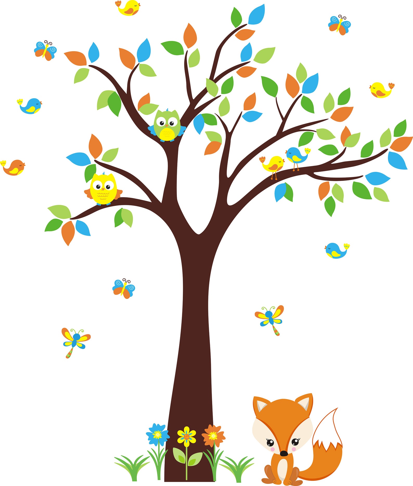 Nursery Wall Decal Woodland Nursery Wall Decal Forest Wall Etsy