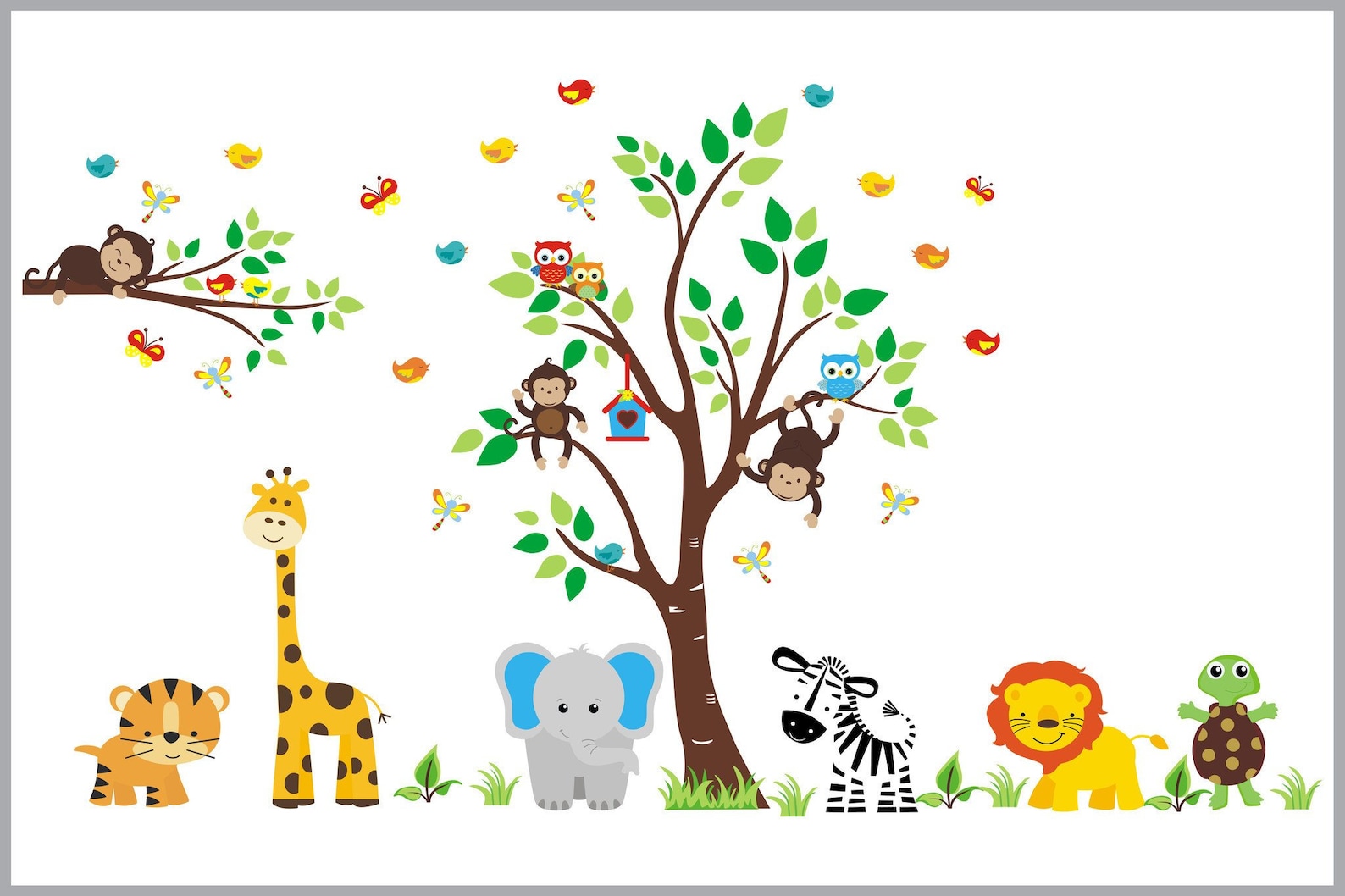 Jungle Animal Decals Safari Nursery Decor Baby Animal Etsy